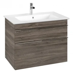 Aktuell Villeroy & Boch Venticello Waschbeckenunterschrank für Becken mittig 2 Auszüge 753 x 590 x 477 mm - Stone Oak / Chrome