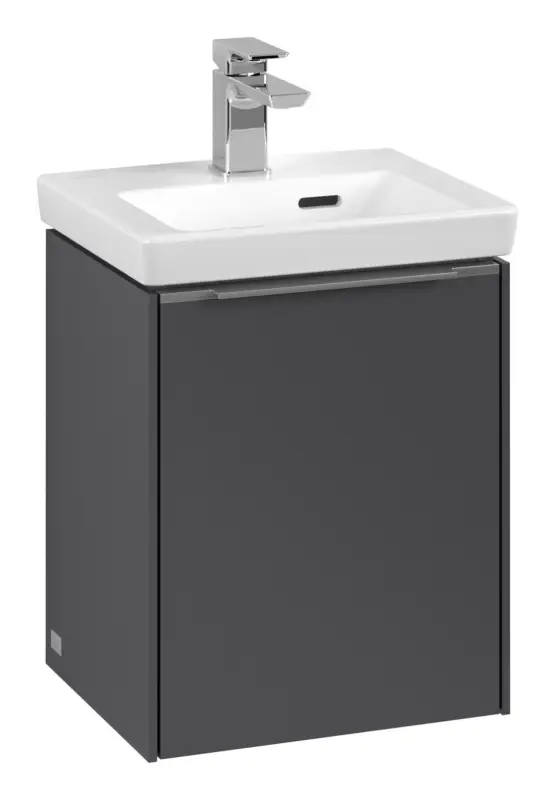 Villeroy & Boch Subway 3.0 Waschbeckenunterschrank für Becken mittig 1 Tür Anschlag links 351 x 429 x 293 mm - Graphite / Aluminium glänzend Rabatt