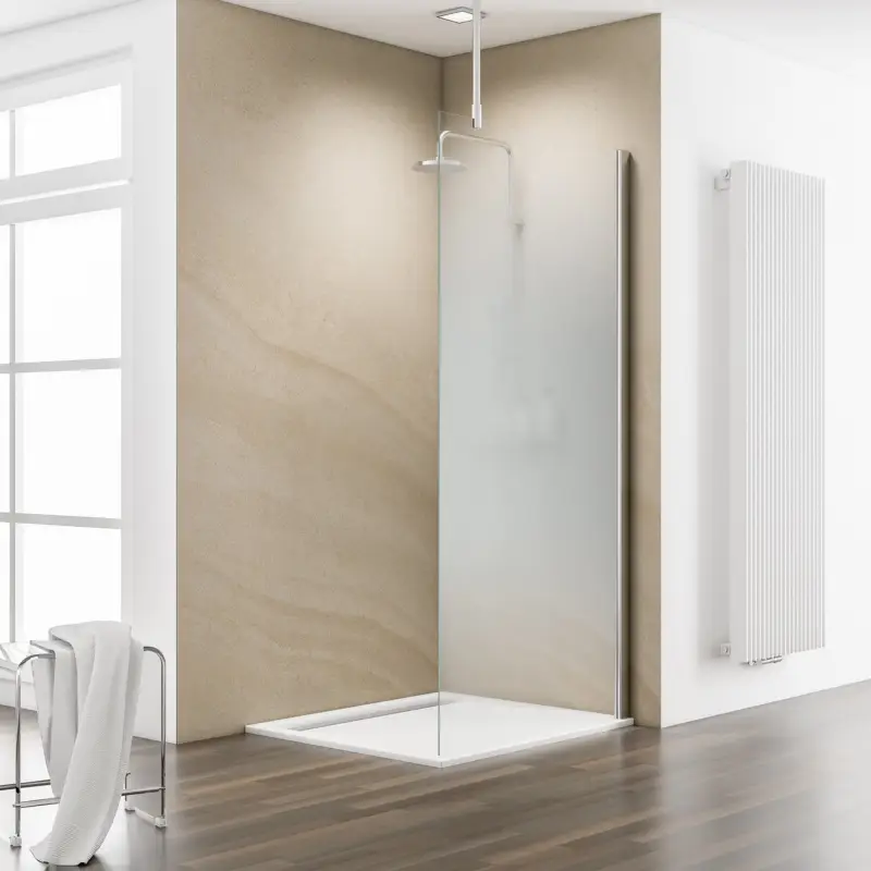 Schulte MasterClass Duschwand Walk-In M8 Nebel Chromoptik 90 cm / 200 cm mit Deckenstrebe Markenware