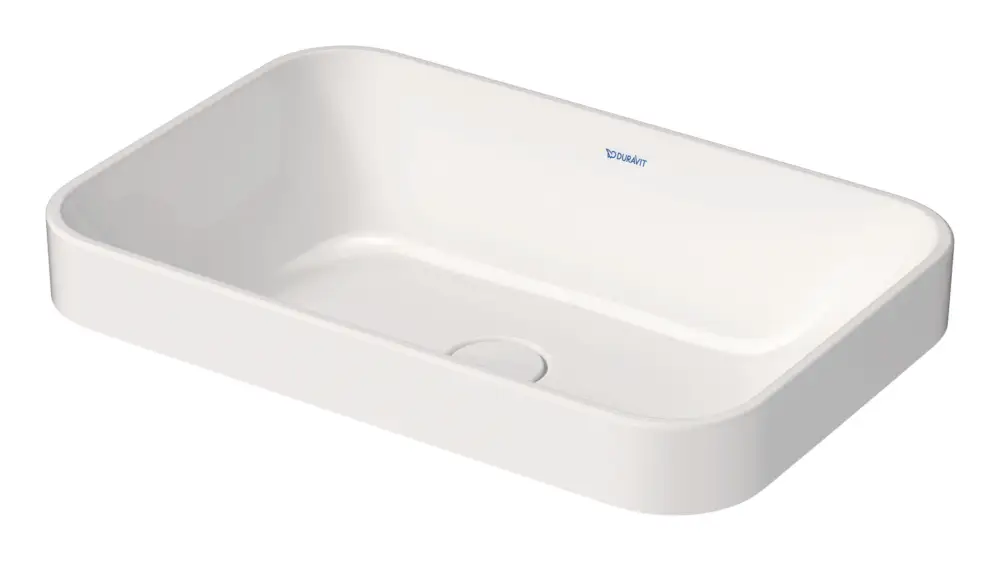 Zertifiziert Duravit Happy D.2 Plus Aufsatzbecken ohne Hahnloch ohne Überlauf 600 x 400 mm - Weiß Hochglanz