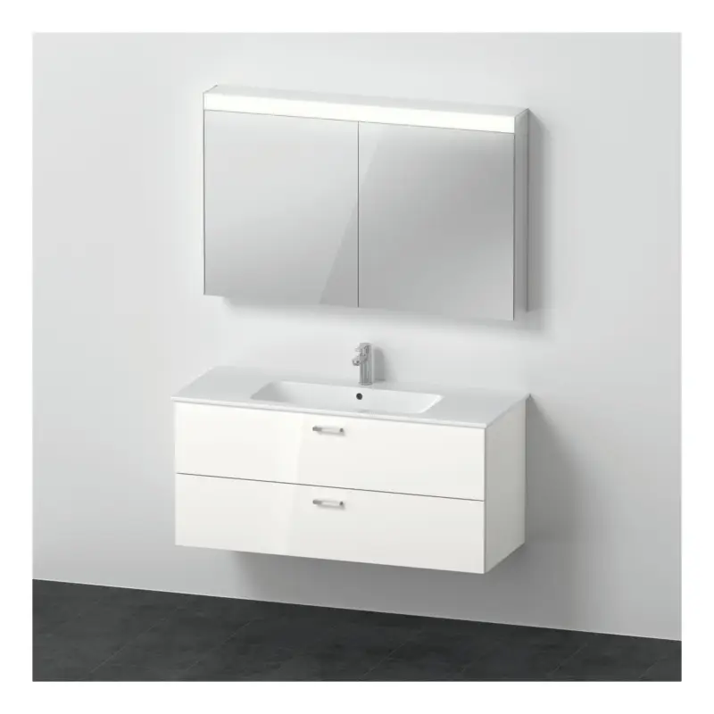 Wochenendangebot Duravit XBase Möbel-Set mit 1 Waschplatz und Spiegelschrank 1230 x 490 mm - Weiß glänzend/Griff Chrom