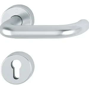 Hoppe Paris Aluminium-Feuerschutz-Rosetten-Türgriff-Garnitur FS-138/42H/42HS, Profilzylinder, mit Schlüsselrosetten für Innentüren - silberfarben Bestseller