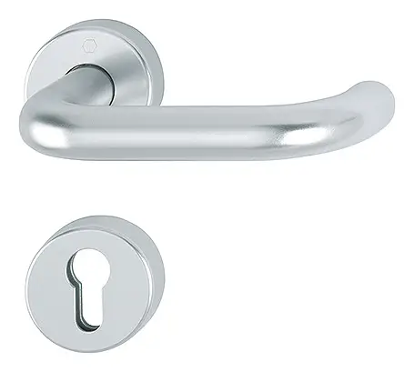 Hoppe Paris Aluminium-Feuerschutz-Rosetten-Türgriff-Garnitur FS-138/42H/42HS, Profilzylinder, mit Schlüsselrosetten für Innentüren - silberfarben Bestseller
