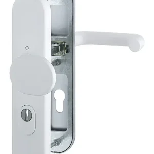 Expressversand Hoppe Paris Aluminium-Schutz-Langschild-Wechsel-Garnitur 86G/3332ZA/3310/138L, Profilzylinder, mit Zylinder-Abdeckung für Außen-/Wohnungsabschluss-Türen (42-47 mm) - verkehrsweiß