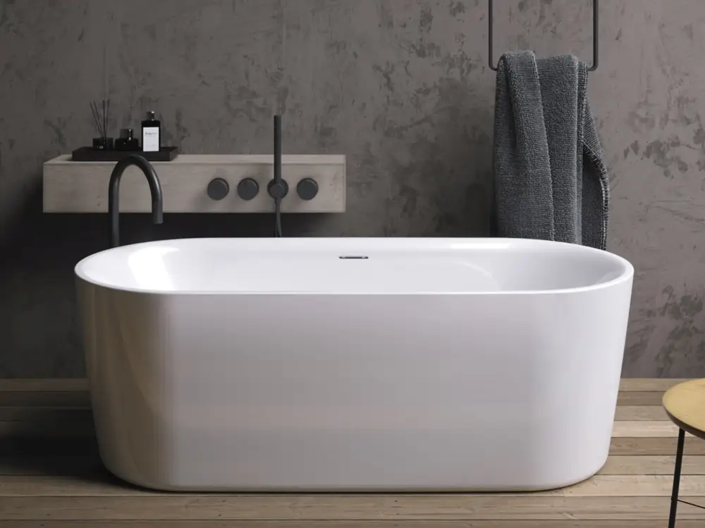 Riho Modesty Freistehende Badewanne mit Füllfunktion 1700 x 760 mm - Weiß Glänzend Markenprodukt