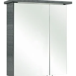 Markenprodukt Pelipal 328 Alika Spiegelschrank Cesa I Kranzleuchte 2 Spiegeltüren 600 x 720 x 200 mm - Graphit Struktur quer
