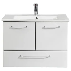 Zertifiziert Pelipal 341 Filo Weiss Komplett-Set Waschtischunterschrank Keramikwaschtisch 1000 mm - Weiß Glanz/Weiß Hochglanz