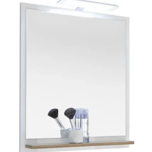 Pelipal Quickset 947 Spiegel mit Ablage unten 600 x 745 x 155 mm - Weiß Glanz/Riviera Eiche quer Nachbildung Bestpreis