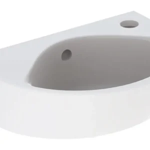 Heißes Angebot Geberit Renova Handwaschbecken verkürzte Ausladung mit Hahnloch rechts mit Überlauf 360 mm x 250 mm - Weiß KeraTect