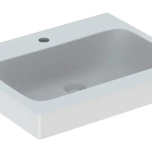 Angebot Geberit iCon Waschtisch wird auftragsbezogen gefertigt mit Hahnloch ohne Überlauf 600 mm x 485 mm - Weiß