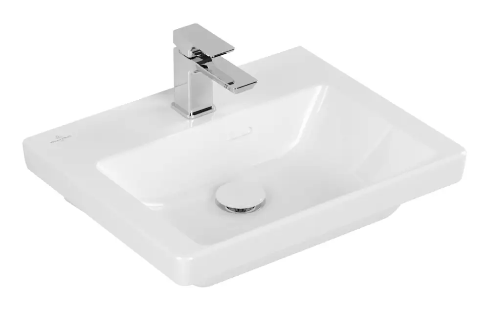 Villeroy & Boch Subway 3.0 Handwaschbecken für Möbel mit 1 Hahnloch ohne Überlauf Unterseite ungeschliffen 500 x 400 x 145 mm - Weiß Alpin mit CeramicPlus Sonderaktion
