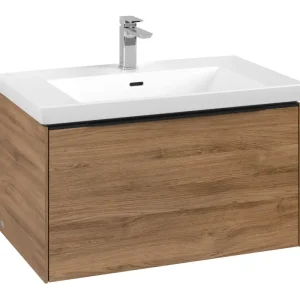 Villeroy & Boch Subway 3.0 Waschbeckenunterschrank für Becken mittig 1 Auszug 772 x 429 x 462 mm - Kansas Oak / Volcano Black Geprüft