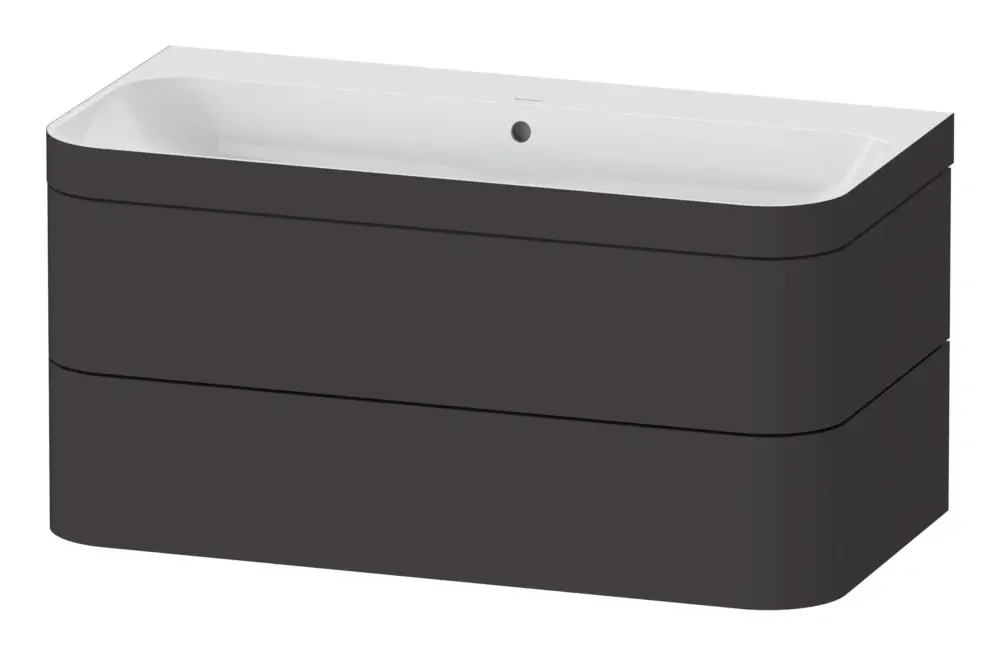 Saisonangebot Duravit Happy D.2 Plus c-bonded Komplett-Set mit 2 Auszügen ohne Hahnloch 975 x 480 x 490 mm - Graphit Supermatt