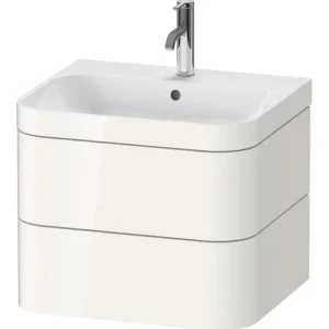 Zertifiziert Duravit Happy D.2 Plus c-bonded Komplett-Set wandhängend mit 2 Auszügen mit 1 Hahnloch 575 x 480 x 490 mm - Weiß Hochglanz