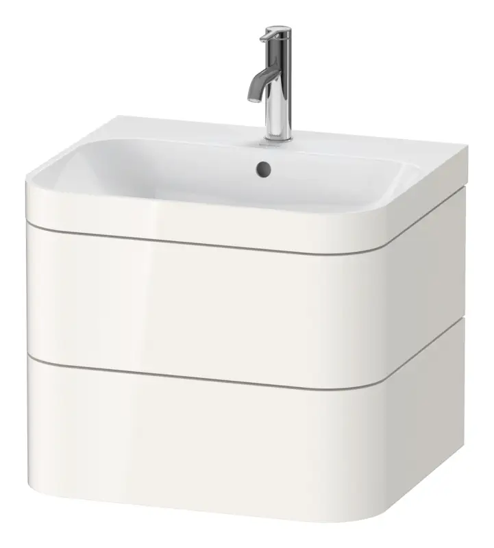 Zertifiziert Duravit Happy D.2 Plus c-bonded Komplett-Set wandhängend mit 2 Auszügen mit 1 Hahnloch 575 x 480 x 490 mm - Weiß Hochglanz