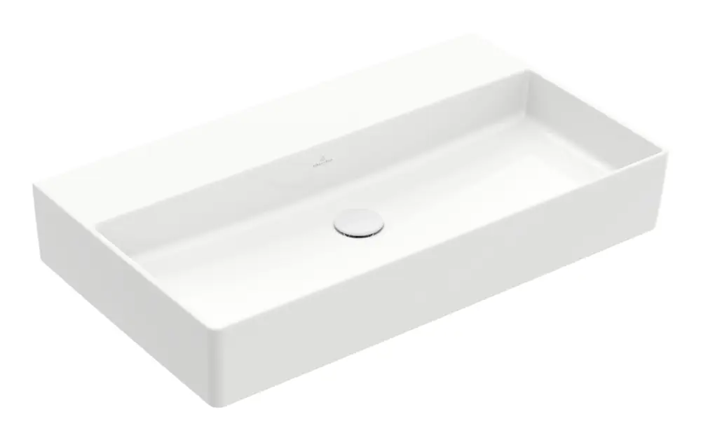 Finale Aktion Villeroy & Boch Memento 2.0 Waschbecken ohne Hahnloch ohne Überlauf Unterseite ungeschliffen 800 x 470 x 140 mm - Weiß Alpin mit CeramicPlus