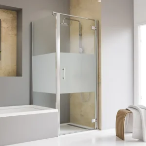 Begrenztes Angebot Schulte Toura Drehtür pendelbar mit verkürzter Seitenwand Dezent Chromoptik 90 x 80 cm / 200 + 175 cm SW links