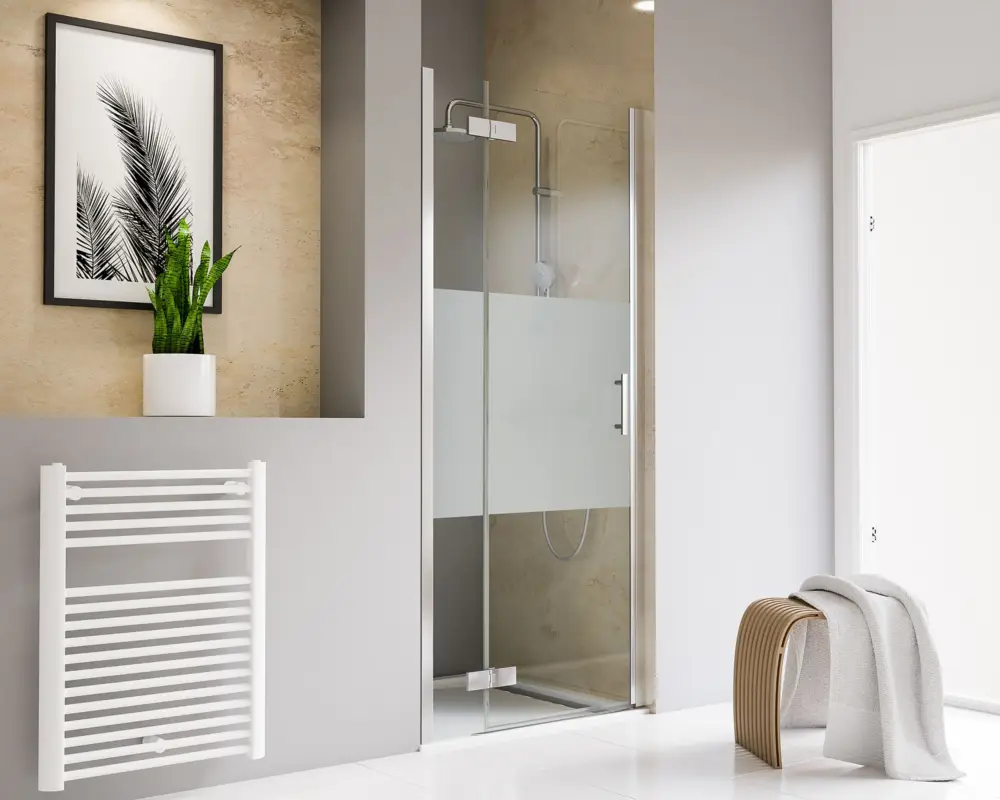 Neue Ware Schulte Toura Drehtür pendelbar an Nebenteil für Nische Dezent Chromoptik 90 cm / 200 cm Türanschlag links