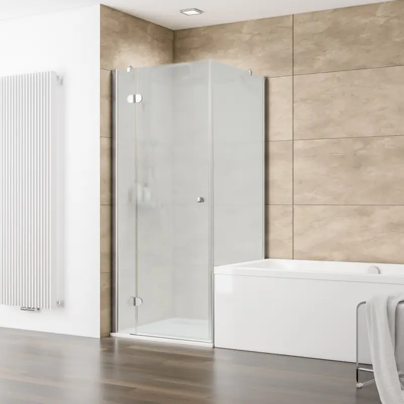 Abverkauf Schulte MasterClass Verkürzte Seitenwand neben Badewanne für Drehtür an Nebenteil Matt Sandgestrahlt Chromoptik 80 cm / 175 cm Wandanschlag rechts