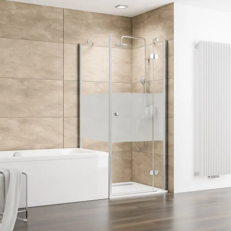 Abverkauf Schulte MasterClass Verkürzte Seitenwand neben Badewanne für Drehtür an Nebenteil Dezent Edelstahloptik 80 cm / 175 cm Wandanschlag links
