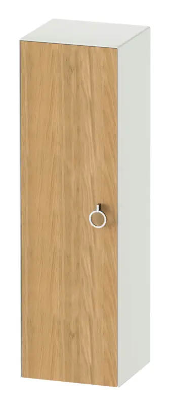 Highlight Duravit White Tulip Halbhochschrank mit 1 Tür Anschlag links mit Griff 400 x 360 x 1320 mm - Eiche Natur Matt / Weiß Seidenmatt Lack