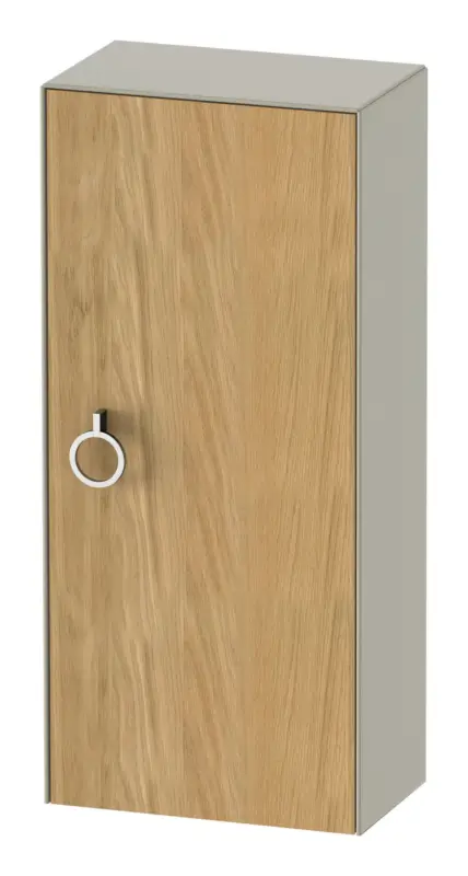 Neu Duravit White Tulip Halbhochschrank mit 1 Tür Anschlag rechts mit Griff 400 x 240 x 880 mm - Eiche Natur Matt / Taupe Seidenmatt