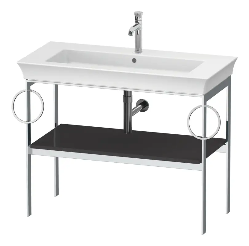 Echt Duravit White Tulip Metallkonsole für 236310 mit 2 Handtuchhaltern - Graphit Hochglanz Lack