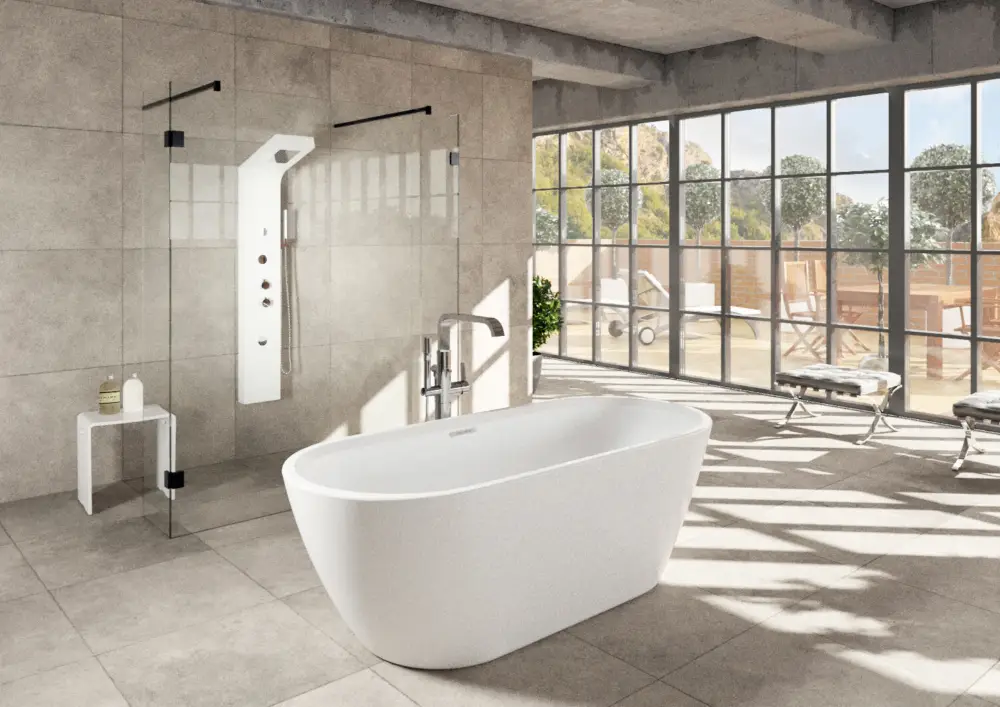 Jetzt Bestellen Riho Inspire Freistehende Badewanne mit Füllfunktion 1800 x 800 mm - Weiß Glänzend