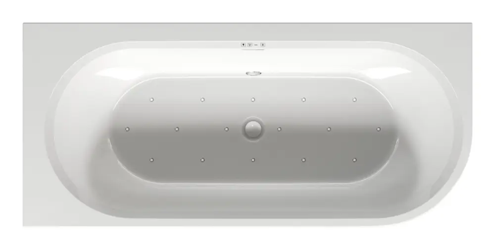 Jetzt Kaufen Riho Desire Corner Vorwandbadewanne rechts LED-Beleuchtung Sparkle Mood 1840 x 840 mm - Weiß Seidenmatt