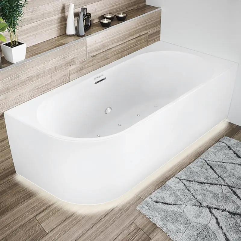 Riho Desire Corner Vorwandbadewanne rechts LED-Beleuchtung Sparkle Mood mit Füllfunktion 1840 x 840 mm - Weiß Glänzend Expressversand