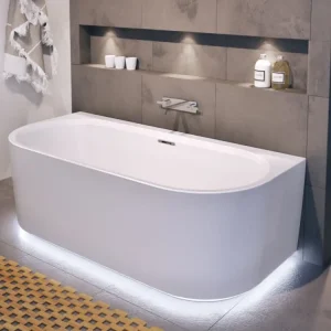 Wochenendangebot Riho Desire Vorwandbadewanne LED-Beleuchtung mit Füllfunktion 1800 x 840 mm - Weiß Glänzend
