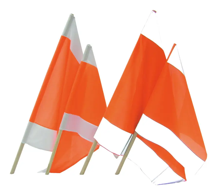 Warnflagge 50 x 50 cm mit Holzstiel 80 cm Aktuell