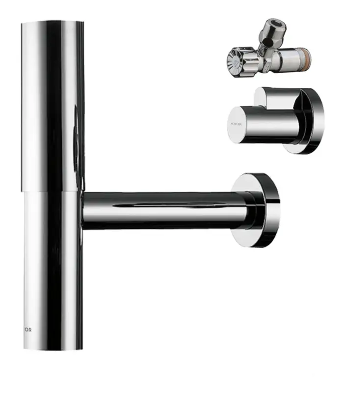 Neue Ware Axor Flowstar Designsiphon mit zwei Eckventilen und Schubern - Brushed Brass