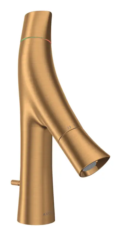 Axor Starck Organic 2-Griff Waschtischarmatur 80 mit Zugstangen-Ablaufgarnitur - Brushed Gold Optic Markenprodukt