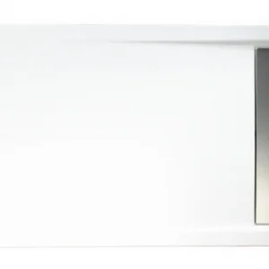 Bestpreis Schulte Rechteckduschwanne extra-flach 900 x 1400 mm mit Ablaufrinne (70 mm) in Chromoptik - Alpinweiß