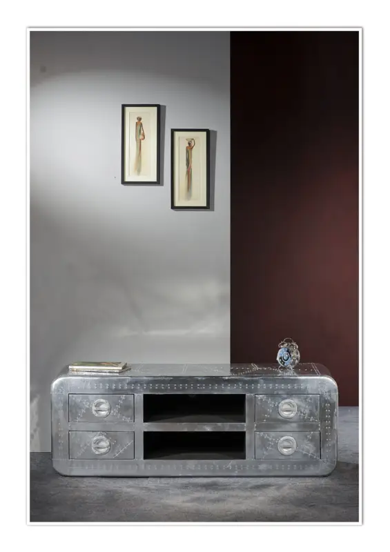 SIT-Möbel Airman Lowboard 140 x 45 x 50 cm - Silber Begrenztes Angebot