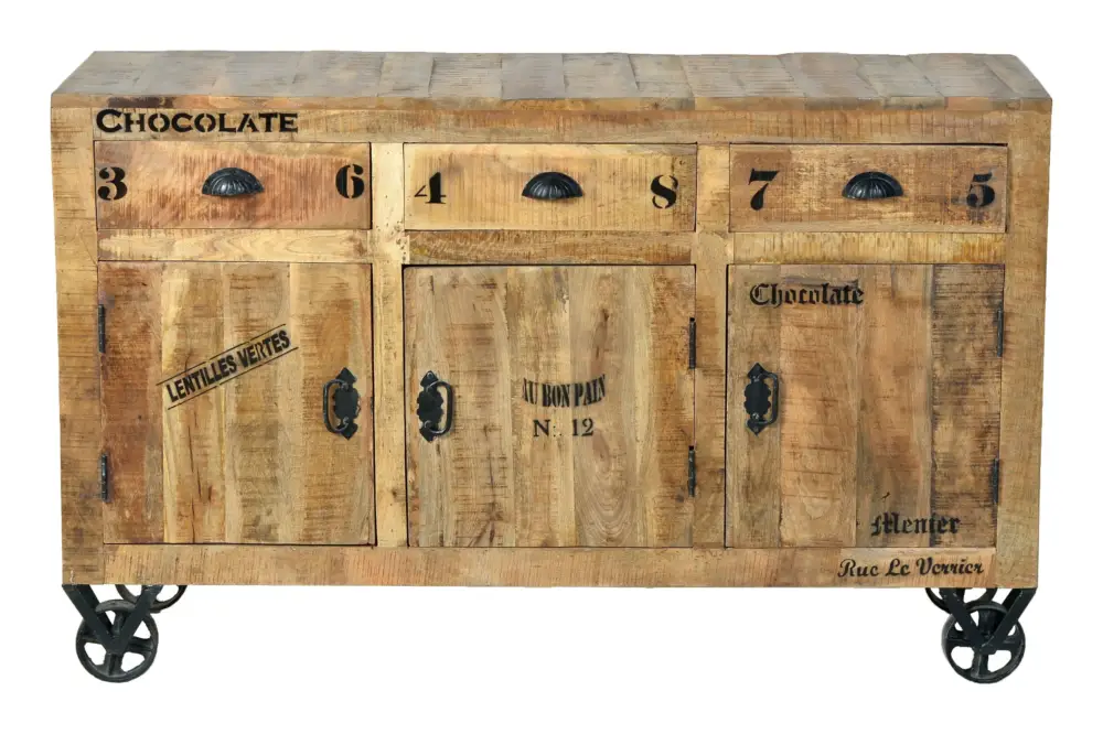SIT-Möbel Rustic Sideboard 140 x 40 x 86 cm - Antikschwarz / Mango Antik Markenprodukt
