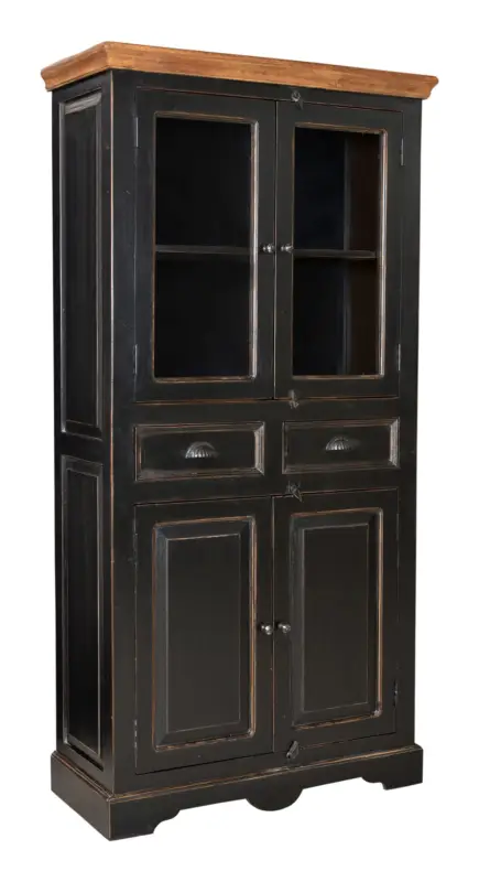 SIT-Möbel Corsica Vitrine 90 x 40 x 180 cm - Schwarz / Honigfarben Direktkauf