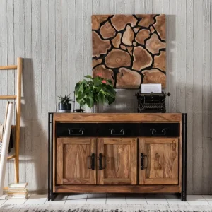 Wochenendangebot SIT-Möbel Panama Sideboard 140 x 40 x 90 cm - Antikschwarz / Akazie gebeizt/geölt