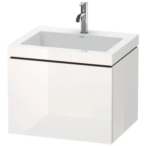 Duravit L-Cube c-bonded Komplett-Set mit 1 Auszug ohne Hahnloch ohne Überlauf 600 x 500 x 480 mm - Schwarz Hochglanz Lack Neuheit