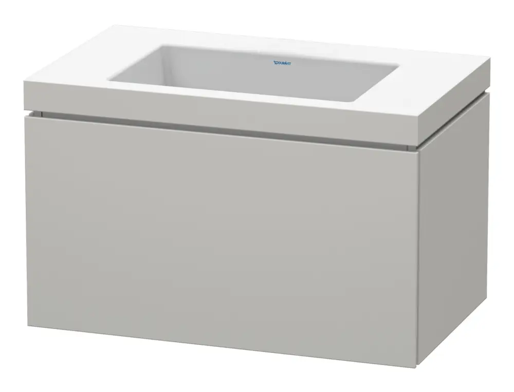 Duravit L-Cube c-bonded Komplett-Set mit 1 Auszug ohne Hahnloch ohne Überlauf 800 x 500 x 480 mm - Betongrau Matt Kracherpreis