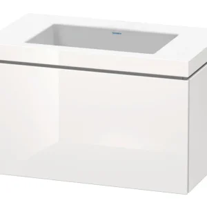 Zertifiziert Duravit L-Cube c-bonded Komplett-Set mit 1 Auszug ohne Hahnloch ohne Überlauf 800 x 500 x 480 mm - Weiß Hochglanz Dekor