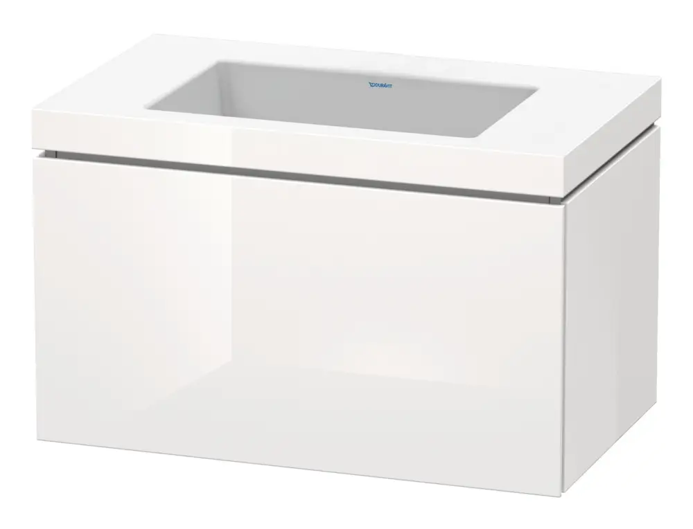 Zertifiziert Duravit L-Cube c-bonded Komplett-Set mit 1 Auszug ohne Hahnloch ohne Überlauf 800 x 500 x 480 mm - Weiß Hochglanz Dekor