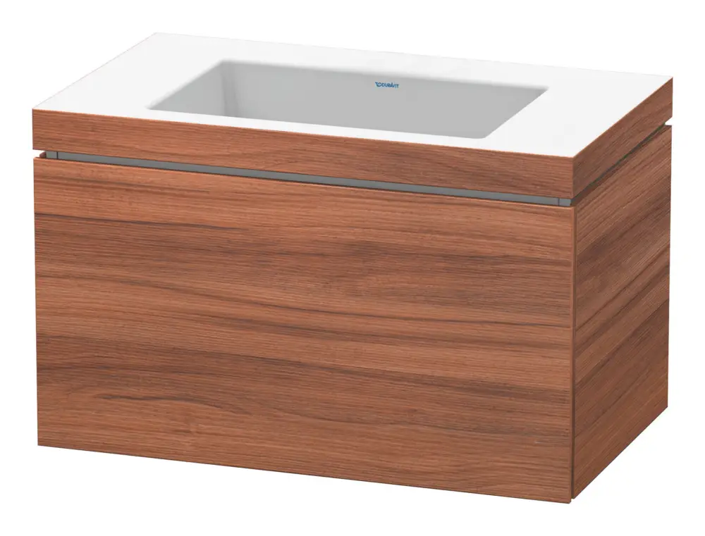 Zertifiziert Duravit L-Cube c-bonded Komplett-Set mit 1 Auszug ohne Hahnloch ohne Überlauf 800 x 500 x 480 mm - Nussbaum Matt