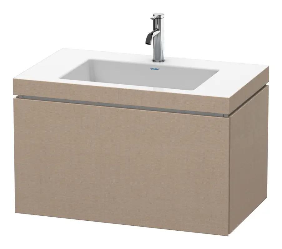 Duravit L-Cube c-bonded Komplett-Set mit 1 Auszug mit Hahnloch ohne Überlauf 800 x 500 x 480 mm - Leinen Matt Top-Angebot