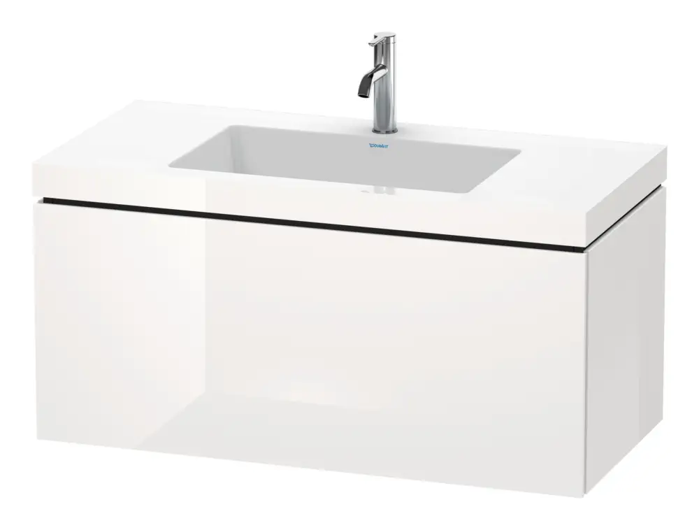Aktuell Duravit L-Cube c-bonded Komplett-Set mit 1 Auszug ohne Hahnloch ohne Überlauf 1000 x 500 x 480 mm - Flanellgrau Hochglanz Lack