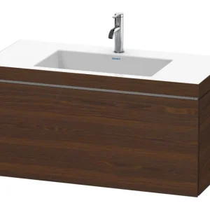 Wochenendangebot Duravit L-Cube c-bonded Komplett-Set mit 1 Auszug mit Hahnloch ohne Überlauf 1000 x 500 x 480 mm - Nussbaum gebürstet Matt