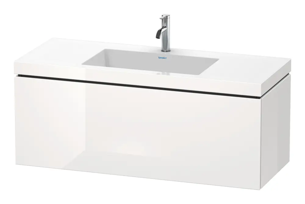 Zertifiziert Duravit L-Cube c-bonded Komplett-Set mit 1 Auszug ohne Hahnloch ohne Überlauf 1200 x 500 x 480 mm - Leinen Matt