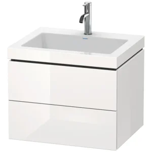 Abverkauf Duravit L-Cube c-bonded Komplett-Set mit 2 Auszügen ohne Hahnloch ohne Überlauf 600 x 500 x 480 mm - Weiß Matt