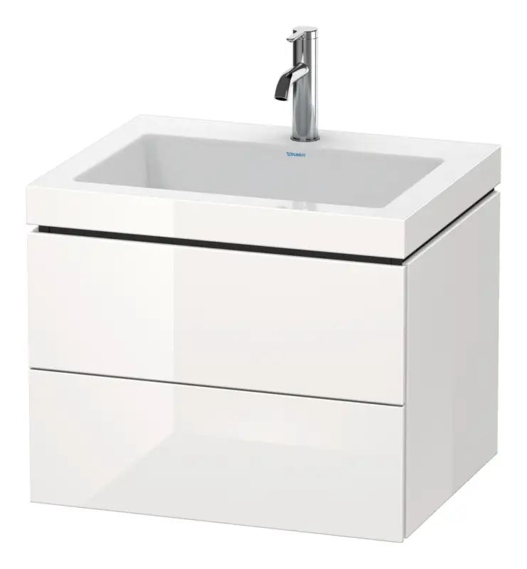 Zertifiziert Duravit L-Cube c-bonded Komplett-Set mit 2 Auszügen ohne Hahnloch ohne Überlauf 600 x 500 x 480 mm - Nussbaum dunkel Matt